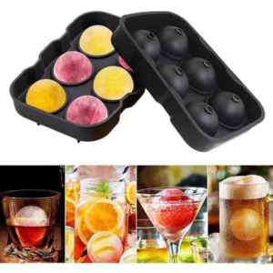 Molde Para Hielo En Silicona 6 Esfera Negro